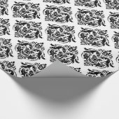 Zwart-wit  Damaspatroon Cadeaupapier (Hoek)