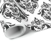Zwart-wit  Damaspatroon Cadeaupapier (Rol Hoek)