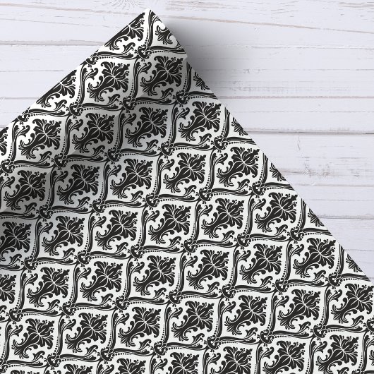 Zwart-wit  Damaspatroon Cadeaupapier