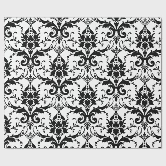 Zwart-wit DamasPatroon Cadeaupapier (Vlak)