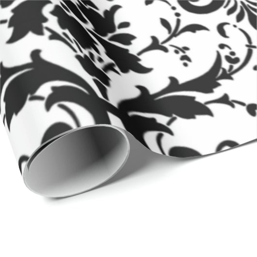 Zwart-wit DamasPatroon Cadeaupapier (Rol Hoek)