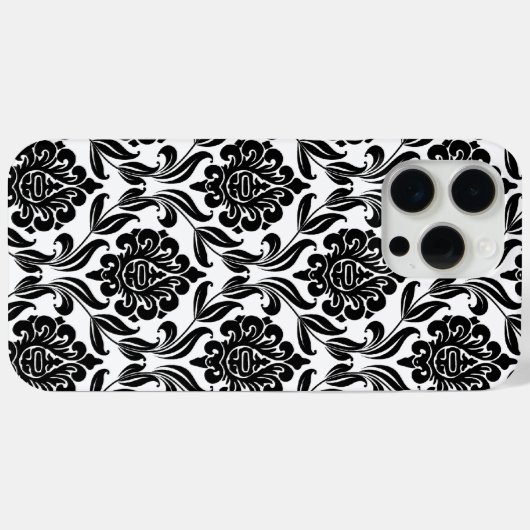Zwart-wit DamasPatroon Case-Mate iPhone Case (Achterkant (horizontaal))