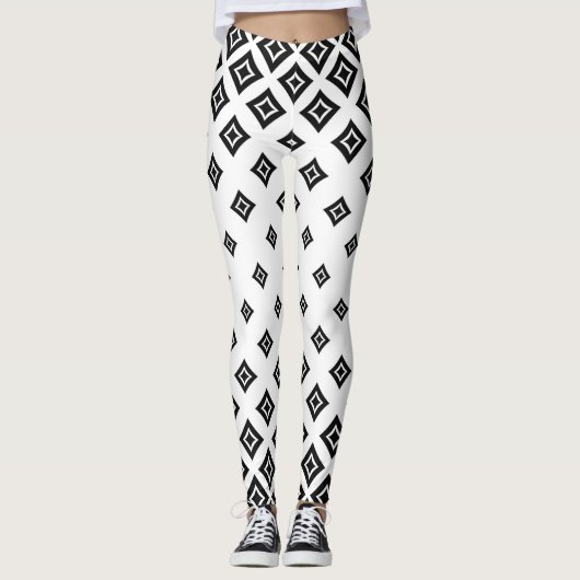 Zwart-wit DamasPatroon Leggings (Voorkant)