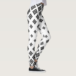 Zwart-wit DamasPatroon Leggings