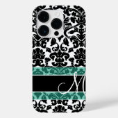 Zwart-wit Damaspatroon met monogram Case-Mate iPhone Case (Achterkant)