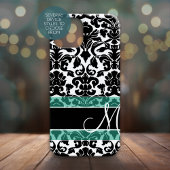 Zwart-wit Damaspatroon met monogram Case-Mate iPhone Case