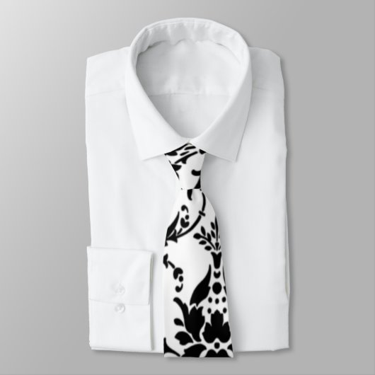 Zwart-wit DamasPatroon Stropdas (Gebonden)