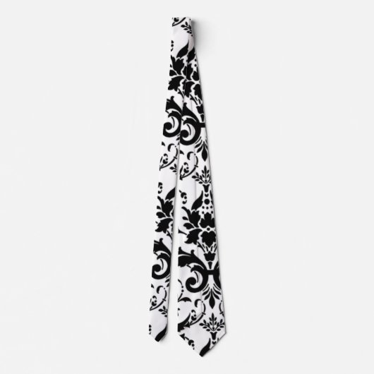 Zwart-wit DamasPatroon Stropdas (Achterkant)