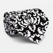 Zwart-wit DamasPatroon Stropdas (Opgerold)