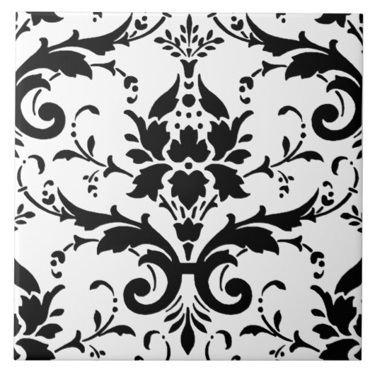 Zwart-wit DamasPatroon Tegeltje (Voorkant)