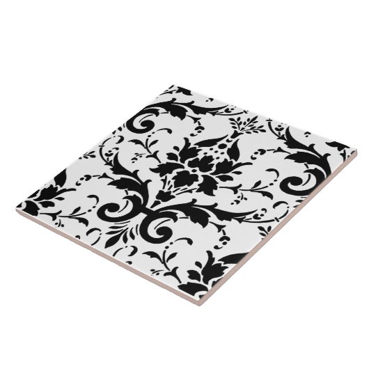 Zwart-wit DamasPatroon Tegeltje (Zijkant)