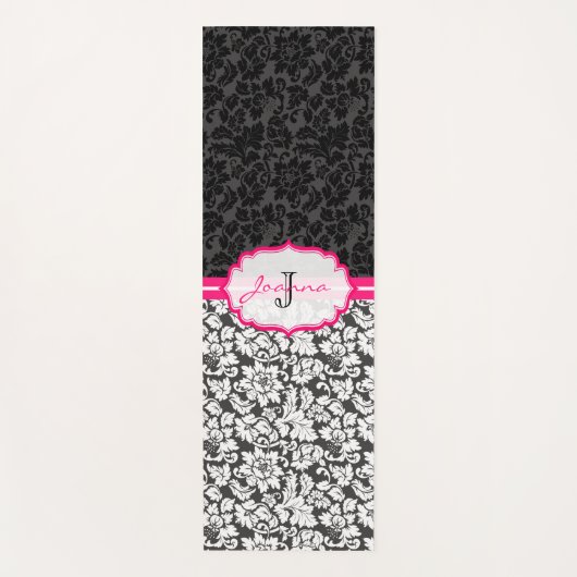 Zwart-wit Damaspatroon Yogamat (Voorkant)