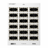 Zwart-wit damast adres etiket (Full Sheet)