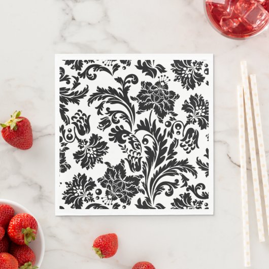 Zwart-wit damast bedrukte papieren servetten (Insitu)