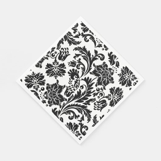 Zwart-wit damast bedrukte papieren servetten (Hoek)