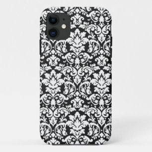 zwart-wit damast bloemmotief iPhone 11 hoesje