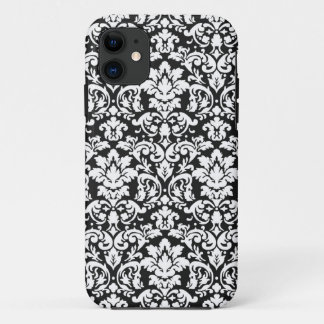 zwart-wit damast bloemmotief iPhone 11 hoesje