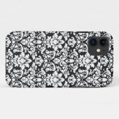 zwart-wit damast bloemmotief Case-Mate iPhone case (Achterkant (horizontaal))
