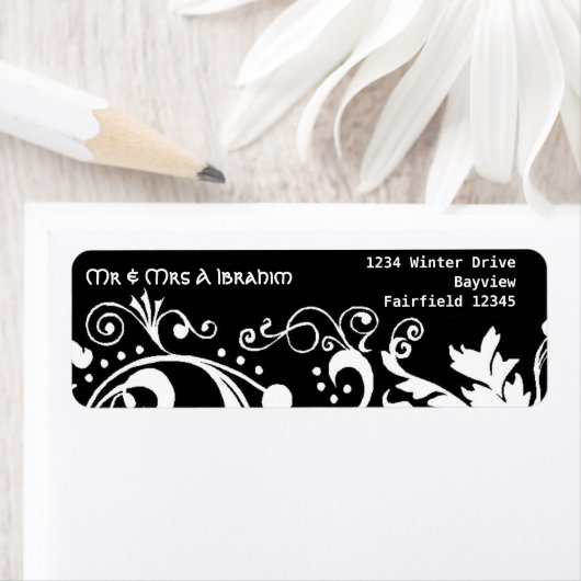 Zwart-wit damast brokaat moslim bruiloft etiket (Insitu)