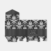 Zwart-wit damast bruiloft bedankdoosjes (Uitgevouwen)