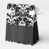 Zwart-wit damast bruiloft bedankdoosjes (Achterkant)