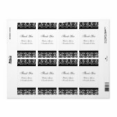 Zwart Wit Damast Bruiloft Labels (Full Sheet)