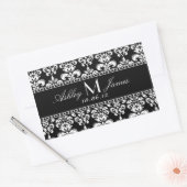 Zwart Wit Damast Bruiloft Wijn Label (Envelop)