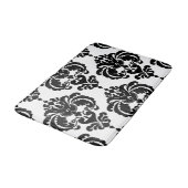 Zwart & Wit Damast Chic Modern Elegant Patroon Badmat (Gekanteld)