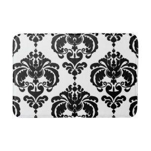 Zwart & Wit Damast Chic Modern Elegant Patroon Badmat