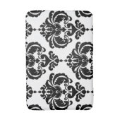 Zwart & Wit Damast Chic Modern Elegant Patroon Badmat (Voorkant Verticaal)