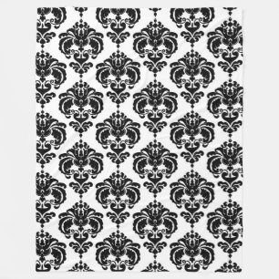 Zwart & wit damast chic modern elegant patroon fleece deken