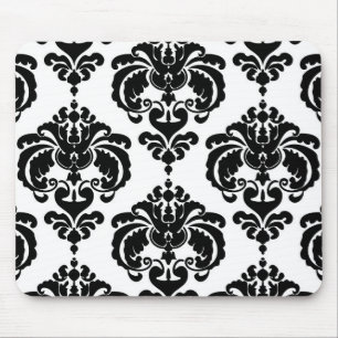 Zwart & wit damast chic modern elegant patroon muismat