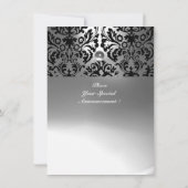 ZWART WIT DAMAST EDELE STEEN MONOGRAM KAART (Achterkant)