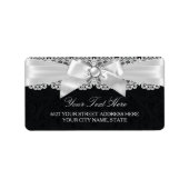 Zwart-wit damast- en parelboogadreslabel etiket (Voorkant)