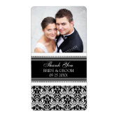 Zwart wit damast foto bruiloft labels (Voorkant)