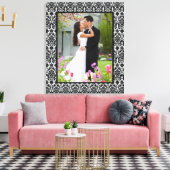 Zwart-wit Damast Foto Lijst Canvas Print (Insitu (Woonkamer))