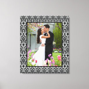 Zwart-wit Damast Foto Lijst Canvas Print