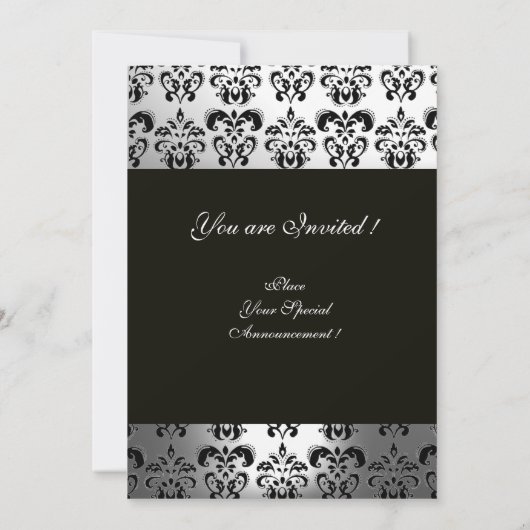 ZWART-WIT DAMAST FOTO SJABLOON KAART (Achterkant)