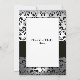 ZWART-WIT DAMAST FOTOTEMPLATE KAART