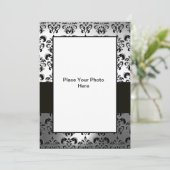 ZWART-WIT DAMAST FOTOTEMPLATE KAART (Staand voorkant)