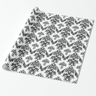 Zwart Wit Damast Gift Wrapping Paper Zwart Cadeaupapier