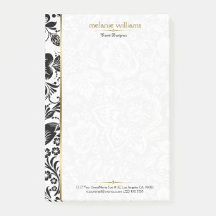 Zwart-wit damast gouden accent post-it® notes