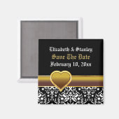 Zwart wit damast hart bruiloft Save the Date Magneet (Voorkant / Achterkant)