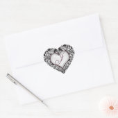Zwart wit damast hart Monogram letter J Sticker (Envelop)