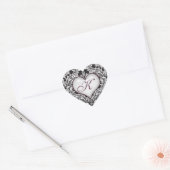 Zwart wit damast hart Monogram letter K Sticker (Envelop)