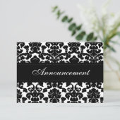Zwart-wit Damast Huwelijksannuleringkaart Aankondiging (Staand voorkant)
