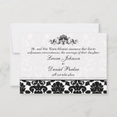 Zwart-wit Damast Huwelijksannuleringkaart Aankondiging (Achterkant)