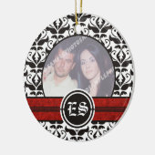 Zwart-wit damast huwelijksfoto ornament (Links)