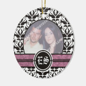 Zwart-wit damast huwelijksfoto ornament (Links)