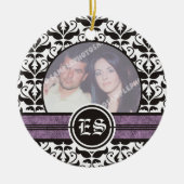 Zwart-wit damast huwelijksfoto ornament (Voorkant)